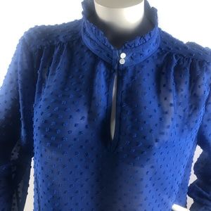 J. Crew Factory Ruffle Chiffon Dot Top Size 14